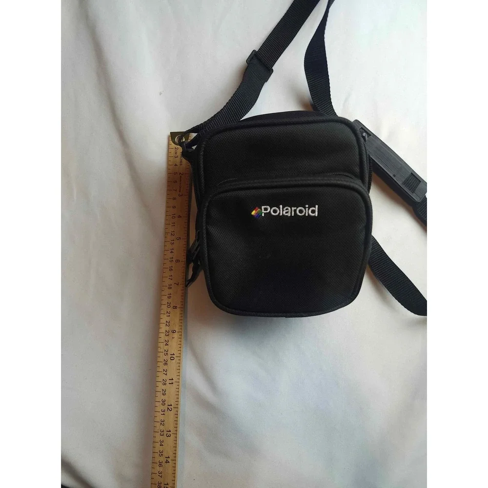 Polaroid Camera Bag Black Nylon Crossbody Case Rainbow Logo Vintage Style